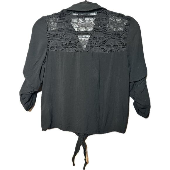 Only Tops - ONLY STREETWEAR Crop Top Womens Sz XS Skull Grunge Whimsigoth Embroidered Lace